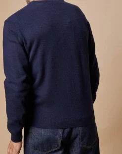 Pull 100% Cachemire 4 fils Antoine col V bleu marine