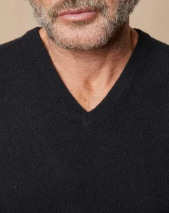 Pull 100% Cachemire 4 fils Antoine col V noir