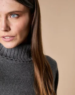 Pull 100% Cachemire 4 fils Audrey col roulé anthracite