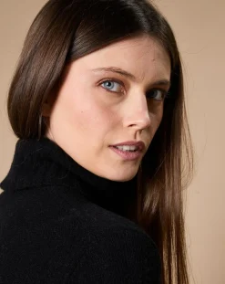 Pull 100% Cachemire 4 fils Audrey col roulé noir