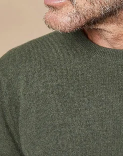 Pull 100% Cachemire 4 fils Harry col rond kaki