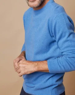 Pull 100% Cachemire 4 fils Harry col rond bleu vif