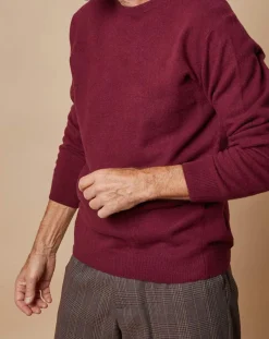 Pull 100% Cachemire 4 fils Harry col rond bordeaux