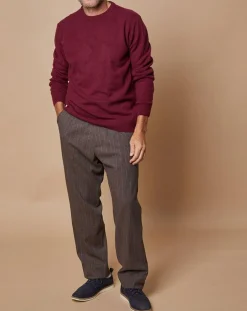 Pull 100% Cachemire 4 fils Harry col rond bordeaux