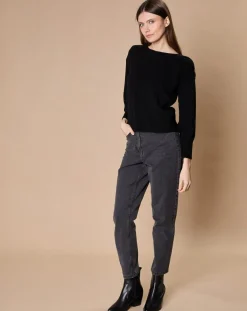 Pull 100% Cachemire 4 fils Jane col bateau noir