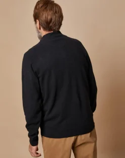 Pull 100% Cachemire 4 fils John col camionneur noir/gris