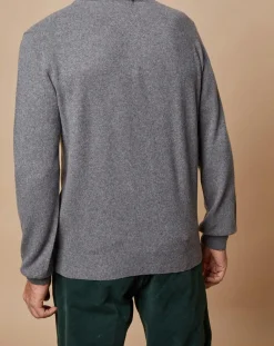 Pull 100% Cachemire 4 fils John col camionneur gris anthracite/marine