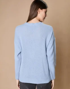 Pull 100% Cachemire 4 fils Ophélie col rond bleu clair