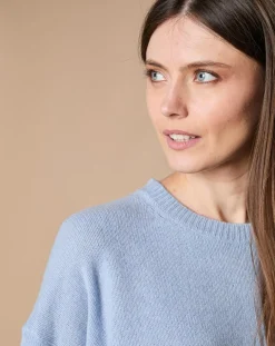 Pull 100% Cachemire 4 fils Ophélie col rond bleu clair
