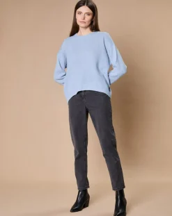 Pull 100% Cachemire 4 fils Ophélie col rond bleu clair