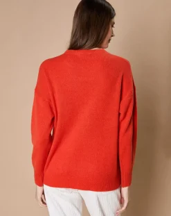 Pull 100% Cachemire 4 fils Ophélie col rond orange brique