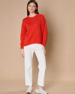 Pull 100% Cachemire 4 fils Ophélie col rond orange brique