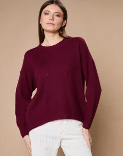 Pull 100% Cachemire 4 fils Ophélie col rond bordeaux