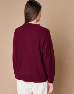 Pull 100% Cachemire 4 fils Ophélie col rond bordeaux