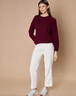 Pull 100% Cachemire 4 fils Ophélie col rond bordeaux