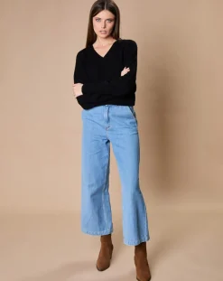 Pull 100% Cachemire 4 fils Romy col V profond noir