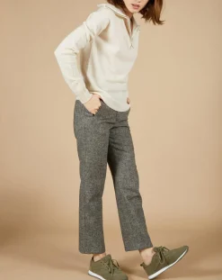 Pull 100% Cachemire Audrey col zippé écru