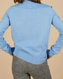 Pull 100% Cachemire Audrey col zippé topaze