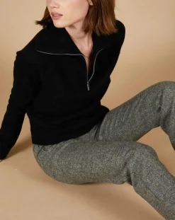 Pull 100% Cachemire Audrey col zippé noir