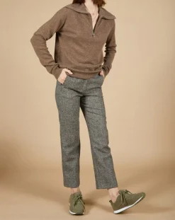 Pull 100% Cachemire Audrey col zippé marron