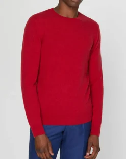 Pull 100% Cachemire Bachron col rond rouge