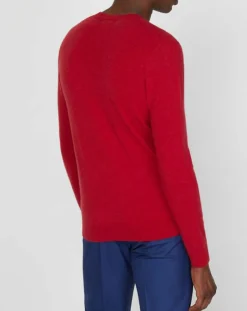 Pull 100% Cachemire Bachron col rond rouge