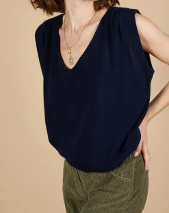 Pull 100% Cachemire Bella épaulettes nuit