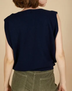 Pull 100% Cachemire Bella épaulettes nuit