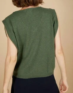 Pull 100% Cachemire Bella épaulettes kaki