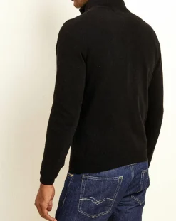 Pull 100% Cachemire col camionneur Bombay noir/gris