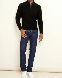 Pull 100% Cachemire col camionneur Bombay noir/gris