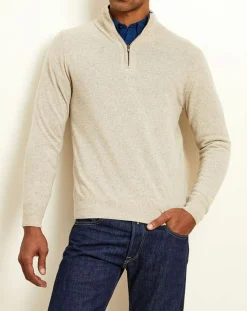 Pull 100% Cachemire col camionneur Bombay beige chiné/pavé