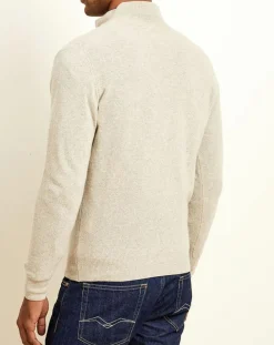 Pull 100% Cachemire col camionneur Bombay beige chiné/pavé