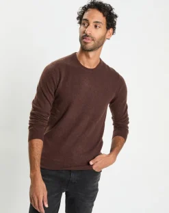 Pull 100% Cachemire col Rdc Uni Nachron marron