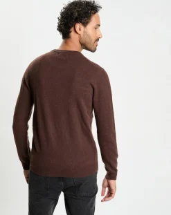Pull 100% Cachemire col Rdc Uni Nachron marron