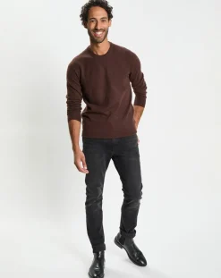 Pull 100% Cachemire col Rdc Uni Nachron marron