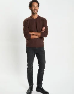 Pull 100% Cachemire col Rdc Uni Nachron marron