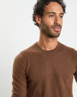 Pull 100% Cachemire col Rdc Uni Nachron marron