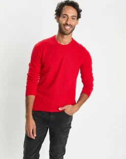 Pull 100% Cachemire col Rdc Uni Nachron rouge