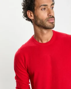 Pull 100% Cachemire col Rdc Uni Nachron rouge