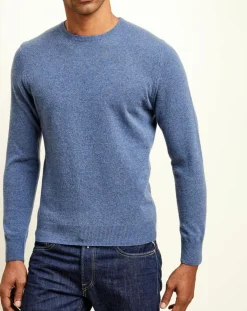Pull 100% Cachemire col rond London bleu denim