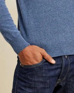 Pull 100% Cachemire col rond London bleu denim