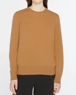 Pull 100% Cachemire col rond Zabri camel