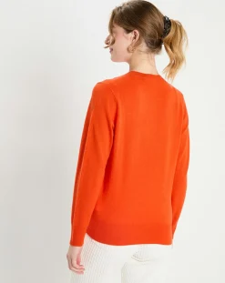 Pull 100% Cachemire col rond Zabri orange