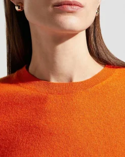 Pull 100% Cachemire col rond Zabri orange