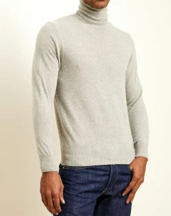 Pull 100% Cachemire col roulé Orlando gris clair