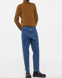 Pull 100% Cachemire col Roulé Uni Nachrol camel/gold