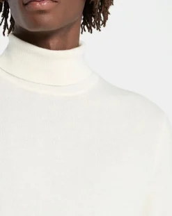 Pull 100% Cachemire col Roulé Uni Nachrol écru