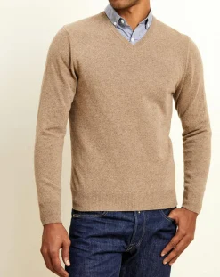 Pull 100% Cachemire col V Dublin pavé