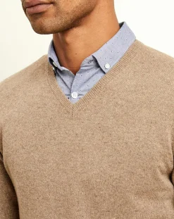 Pull 100% Cachemire col V Dublin pavé